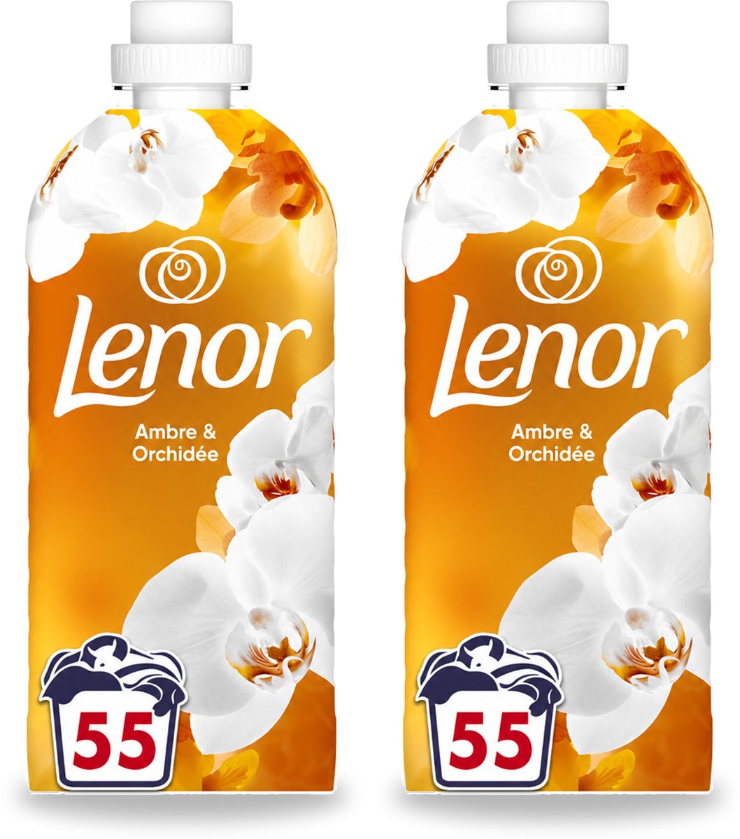 2 x Lenor - Wasverzachter - Amber & Orchidee - Fris & Zacht - 55 Wasbeurten - Voordeelverpakking - 2 stuks