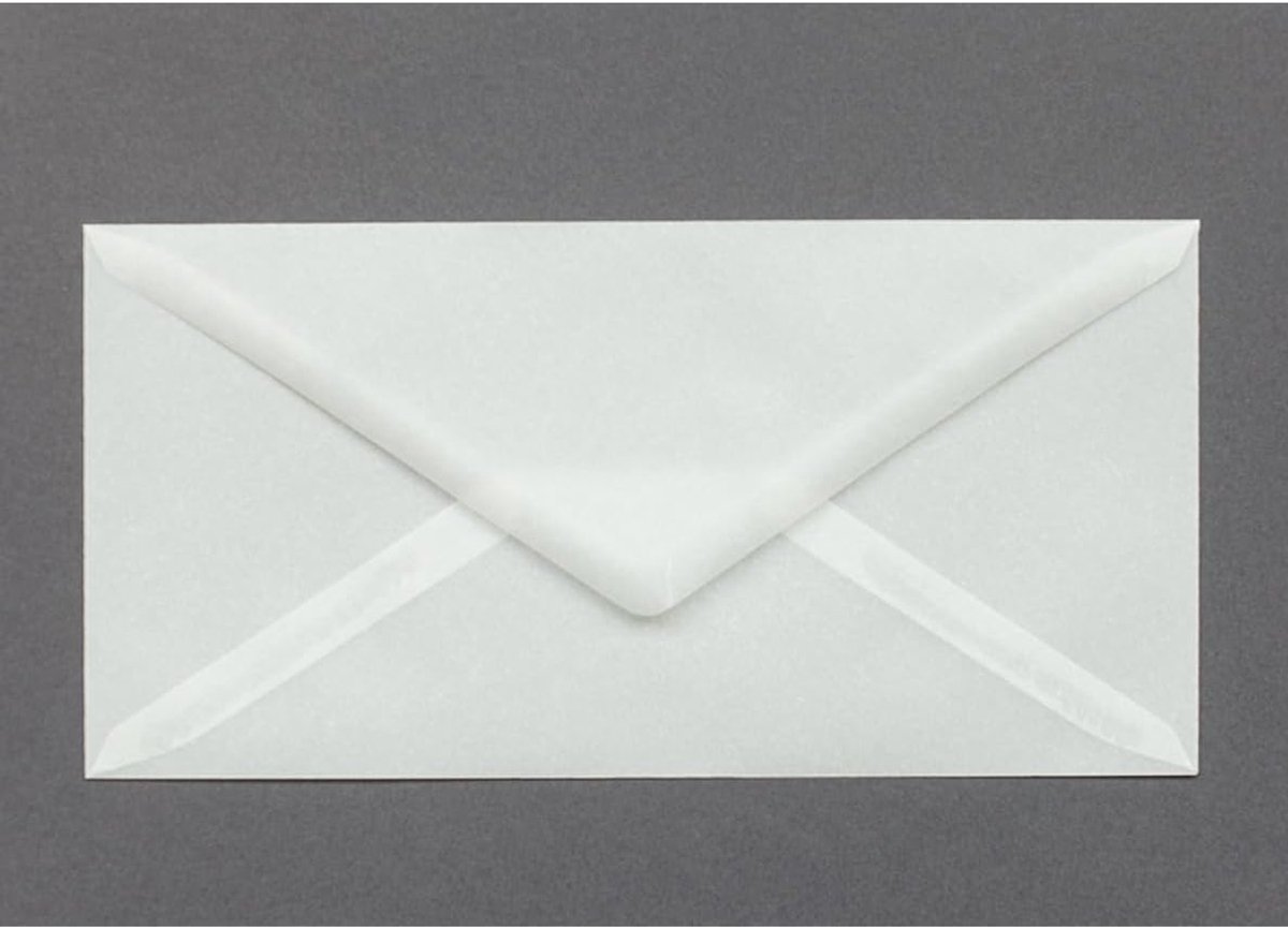 DIN C6 (220 x 110 mm), nat klevend, hoogwaardige enveloppen in verschillende hoeveelheden, 25 stuks enveloppen, DIN lang, natklevend, transparant