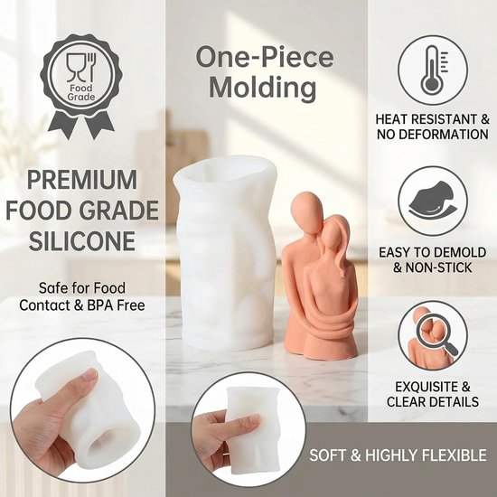 3D-body kaarsvorm, siliconen vorm, kaarsen, lichaam, paar, knuffelen, kaarsvormen, handgemaakte doe-het-zelf siliconen kaarsen maken, voor handwerk, ornamenten, geurkaars, handgemaakte zeep — afbeelding 3