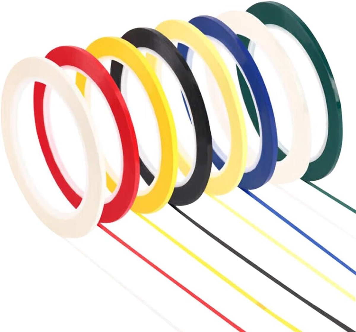 8 stuks whiteboard tape grafische kaart tape 3 mm breedte zelfklevende whiteboard rooster markering tape multi-color voor kantoor raster markering school kunst waarschuwingslijn presentaties en