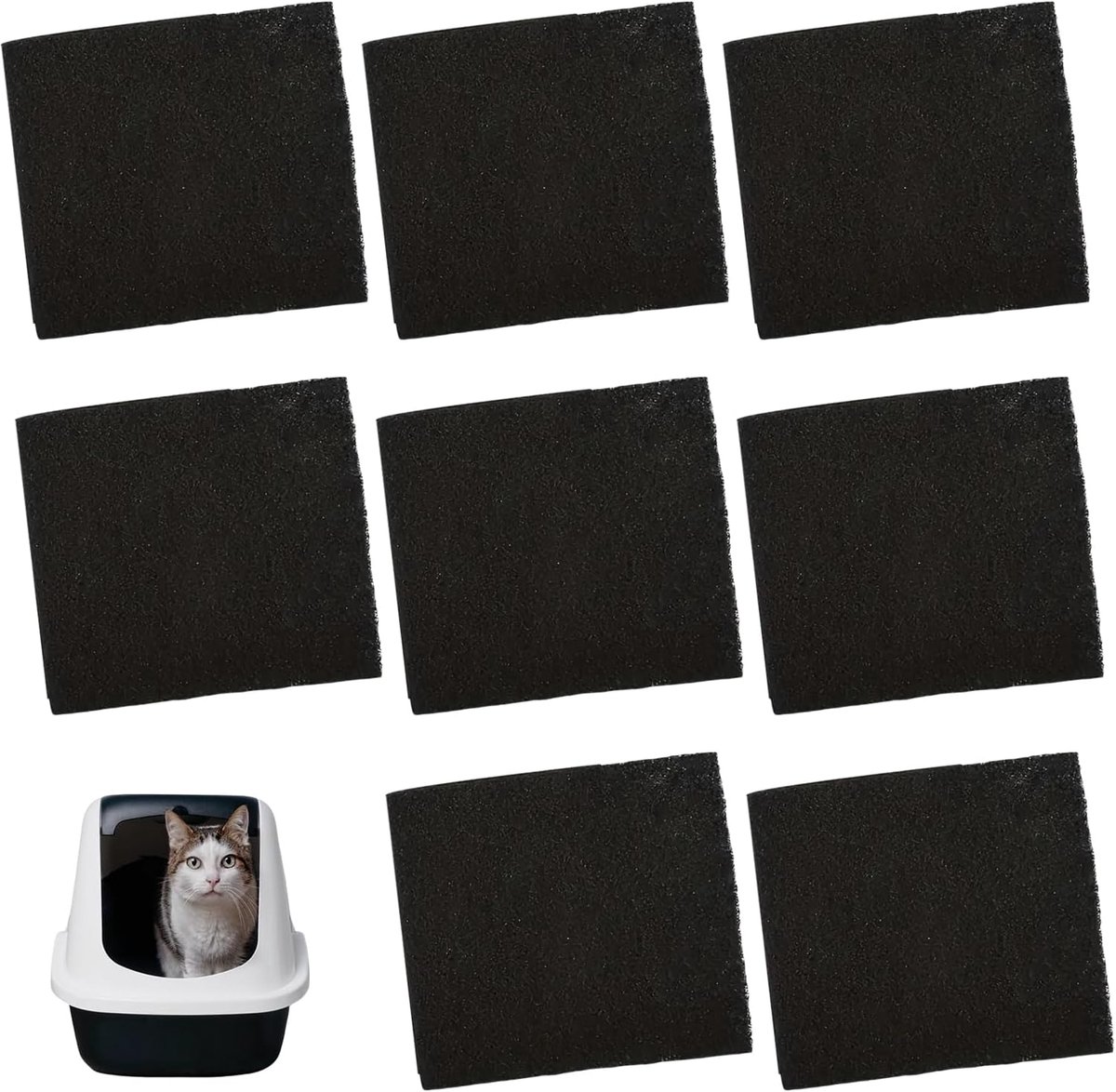3 stuks actieve koolfilters voor kattenbak, vervangende kattenbakpannenfilter, koolfilter voor gesloten kattenbakken, geurfilter, koolfilter, actieve koolmat, geurfilter voor geurcontrole