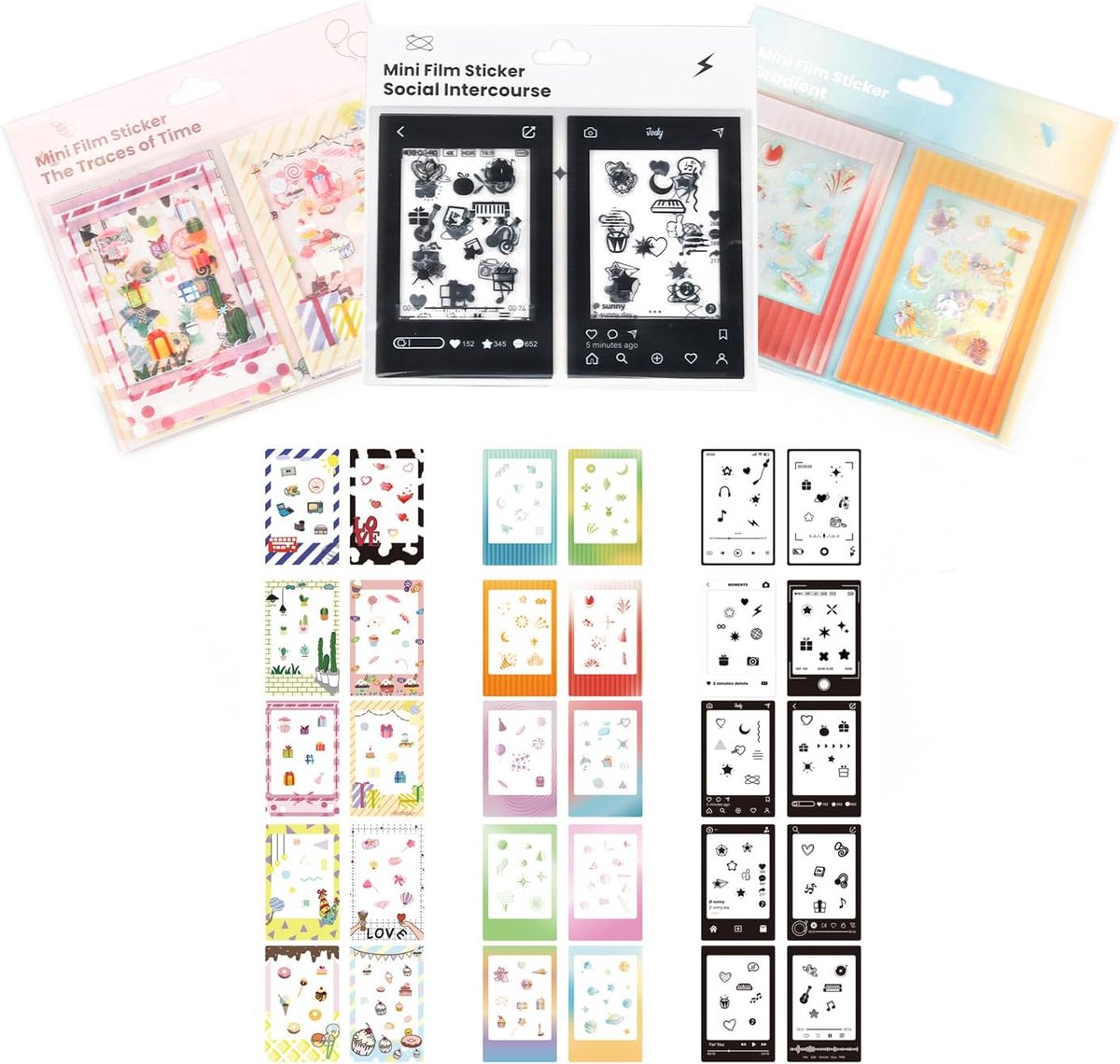 30 stuks Film grensstickers compatibel met FujiFilm Instax Mini LiPlay 12 11 9 8+ 8 evo 99 SE 40 90 70 50S 26 25 7S Instant Film