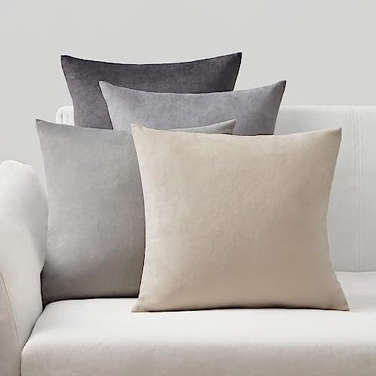 Fluwelen Kussensloop Set van 4 - 50 x 50 cm Grijs - Decoratie voor Woonkamer en Kinderkamer