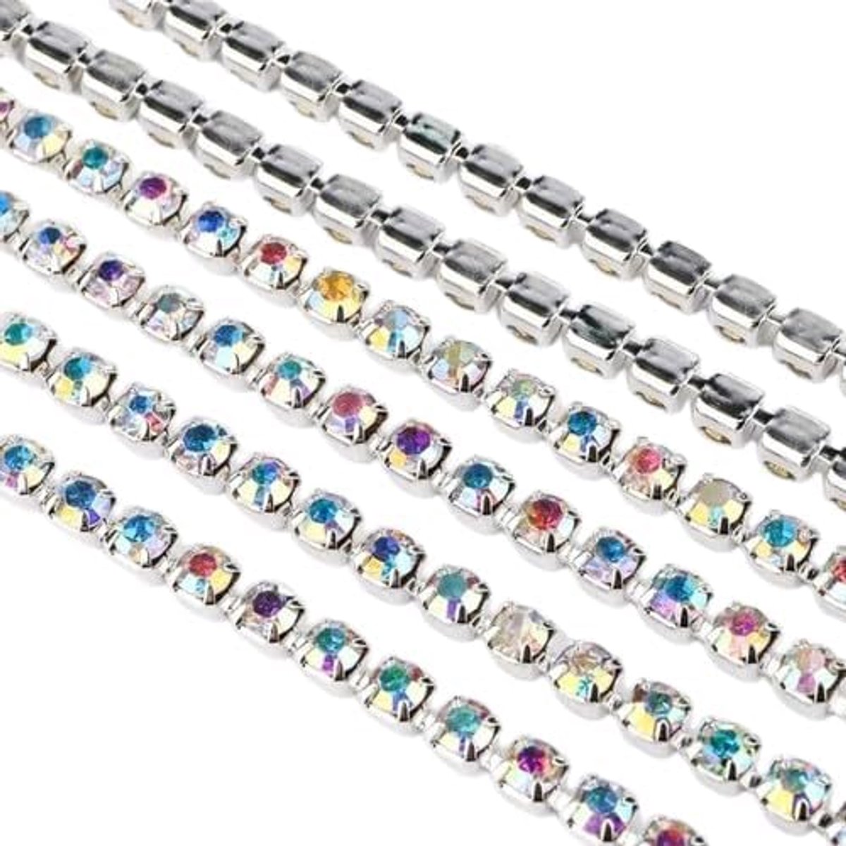 Strass ketting lint 1 meter steentjes touw diamantjes crystal naaien knutselen versieren glitter