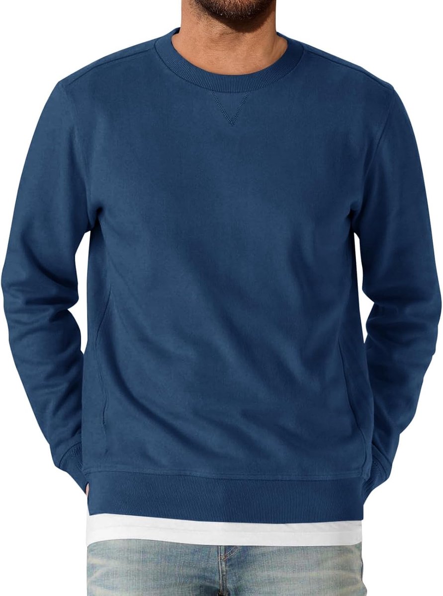 Herensweatshirt met lange mouwen en ronde hals