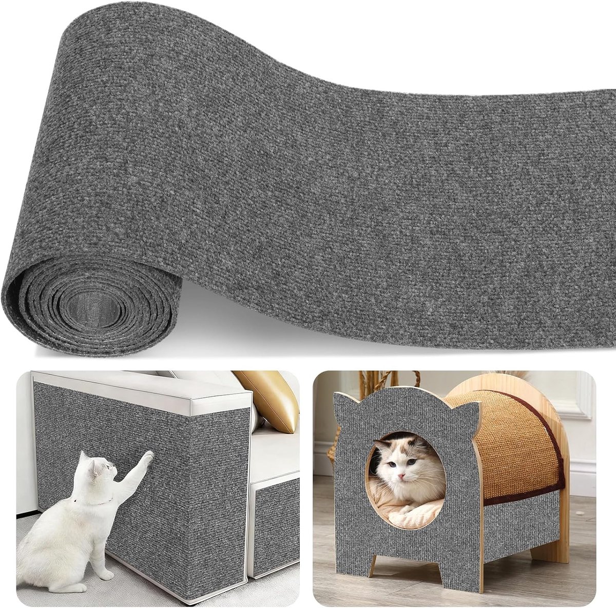 Krabmat, zelfklevend, kat voor bank en muur, 30 x 200 cm, krasbescherming voor bank, kat, krabtapijt, trimbare doe-het-zelf krabplanken, krasbeschermingsmat deur, krabplank (donkergrijs)