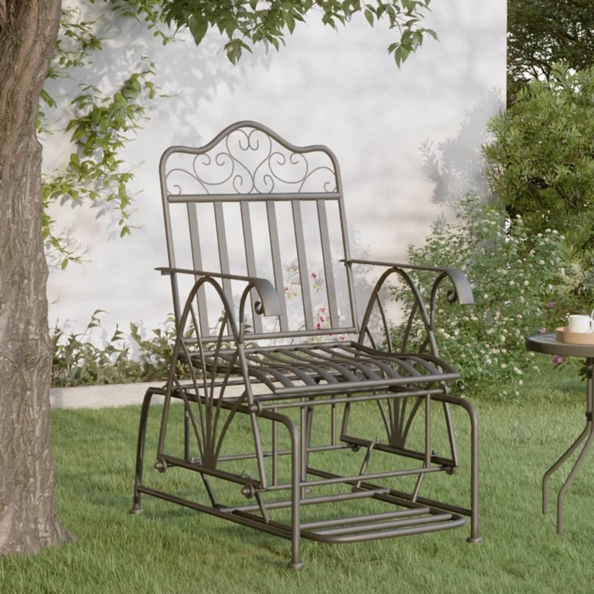 Tuinbank, zitbank, outdoor, weerbestendig, bank voor de tuin, tuinmeubelen, bank, geschikt voor tuin, achtertuin, terras, 61 cm, zwart staal