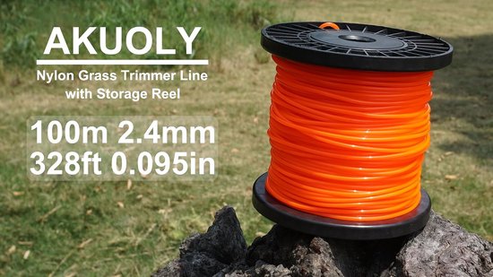 Grasstrimmer Lijn 328ft .095" Ronde String Trimmer Lijn 2.4mm Vervanging Spoel Nylon Materiaal voor Trimmen Gazon Onkruid Gras, Oranje Kleur — afbeelding 4
