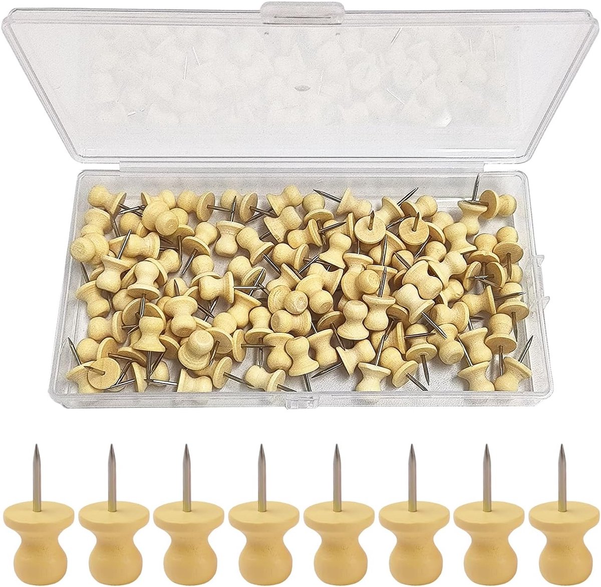 100 Stuks Stro Afschuif, Schattige Houten Pushpine, Creatieve Kinderboost, Viltfoto -Accessoires, Sticky Grade Stevige Pushpin.