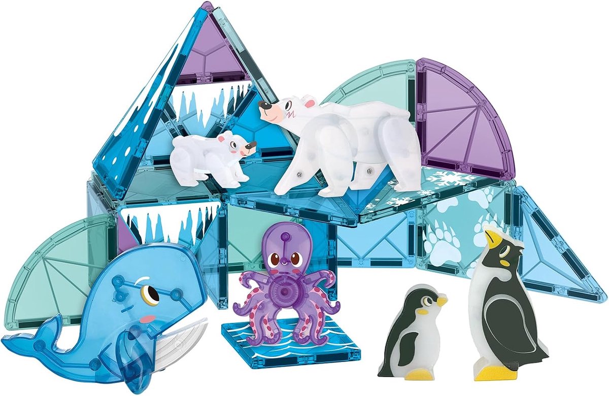 Magnetische Tegelconstructieset, 30 Stuks Magnetische Bouwstenen met Dier, Mini Magnetische Tegels, Leuke Decoratie voor Thuis en op Kantoor (Oceaan)