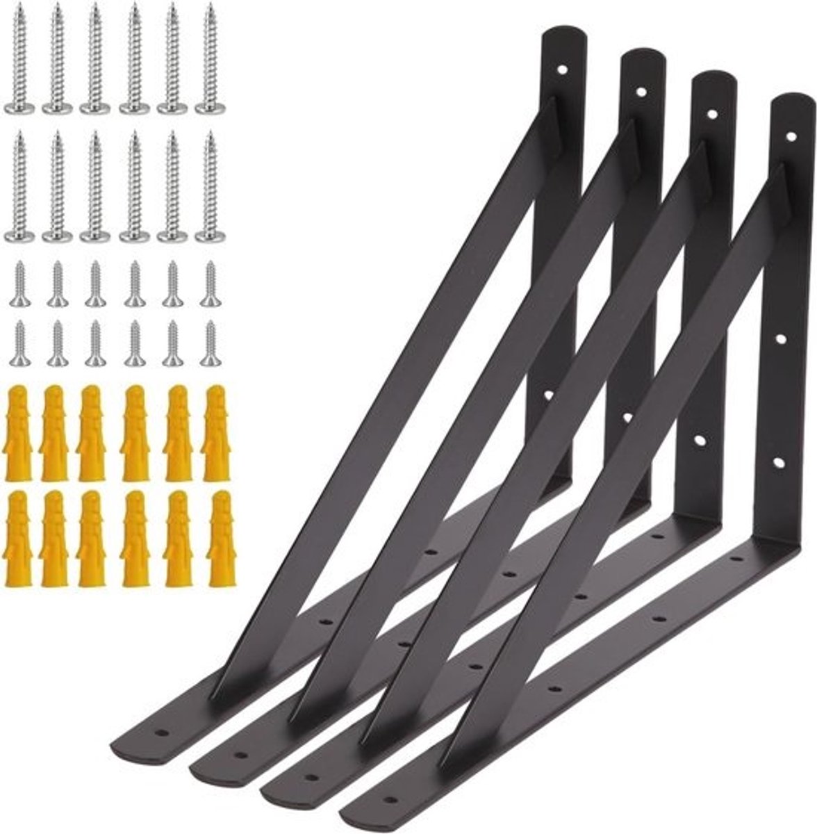 Zware Wandplank Beugels 500 x 300 mm - Set van 4 - Wandbeugels voor Beton en Gipsplaat