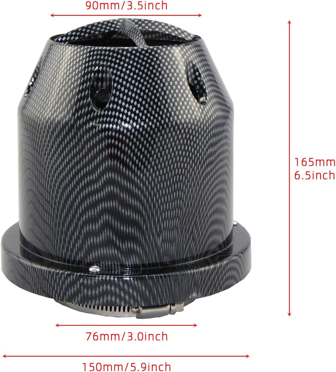 Luchtfilter 76 mm High-Flow koude luchtinlaatfilter auto's transporteurs motor inname vervanging high power sport mesh kegel voor auto zwart koolstof patroon