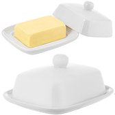 Beurrier en porcelaine KADAX, 16,5 × 13 × 5 cm, beurrier blanc avec couvercle et poignée, boîte de rangement pour 250 g de beurre, beurrier (blanc)