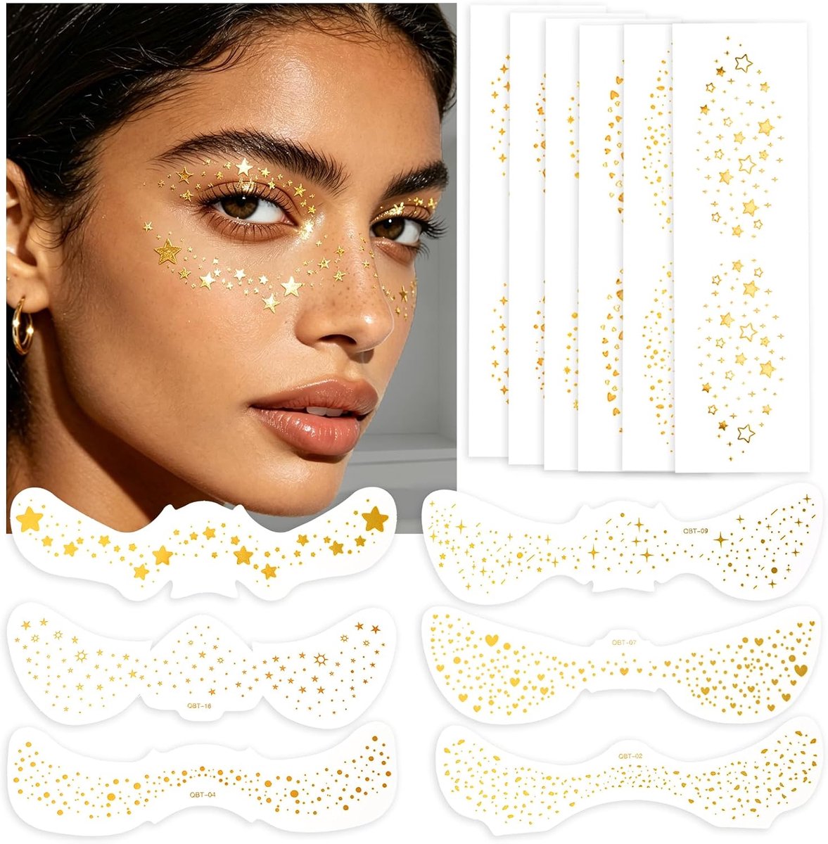 12 stuks glitter gezichts- en oogschaduwtatoeages