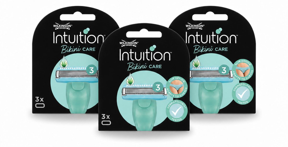 3 x Wilkinson Intuition - Navulmesjes - Bikini Care Duo - Praktisch - 3 mesjes - Bulkverpakking - 3 stuks