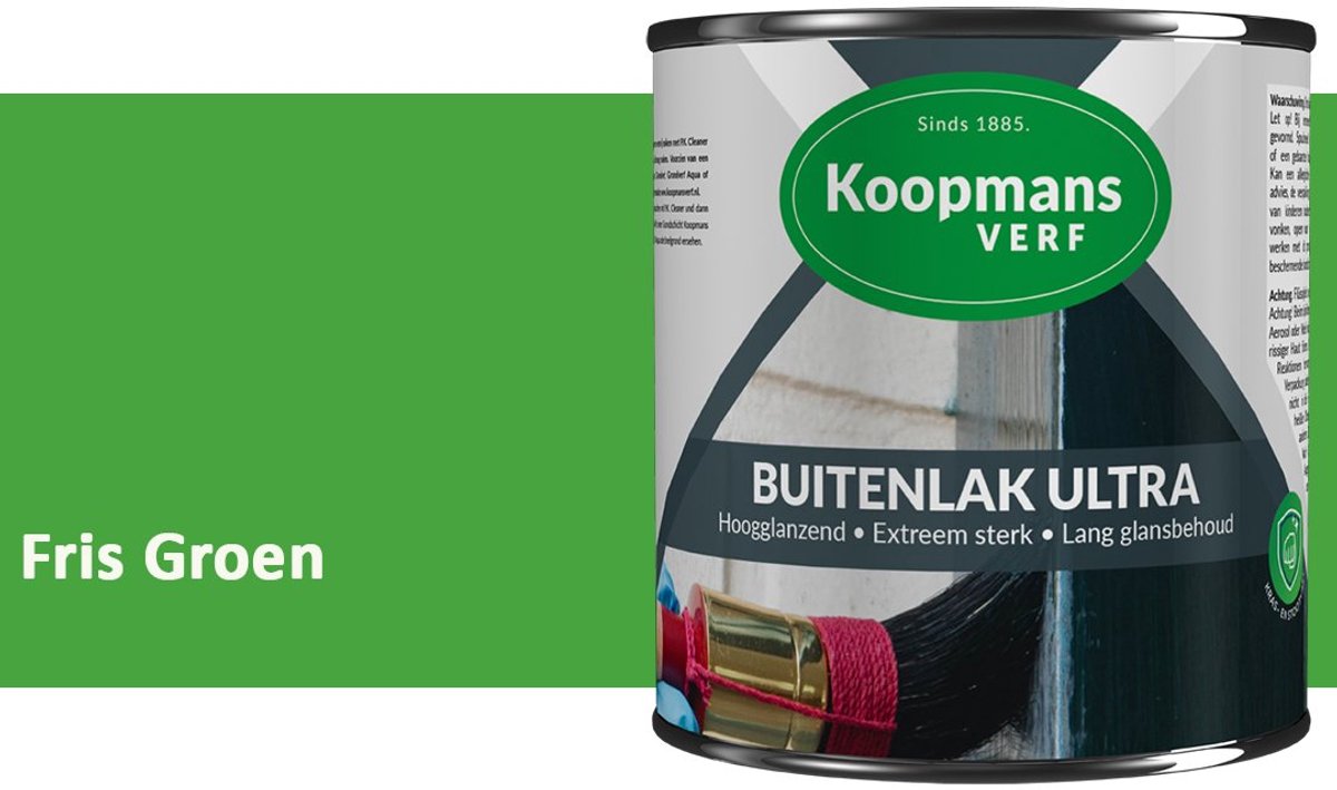 Koopmans Buitenlak Ultra Hoogglans – UV Bestendige Buitenlak voor Hout – Kozijnen, Deuren & Gevel – Duurzame Professionele Lak – Fris Groen – 750 ml
