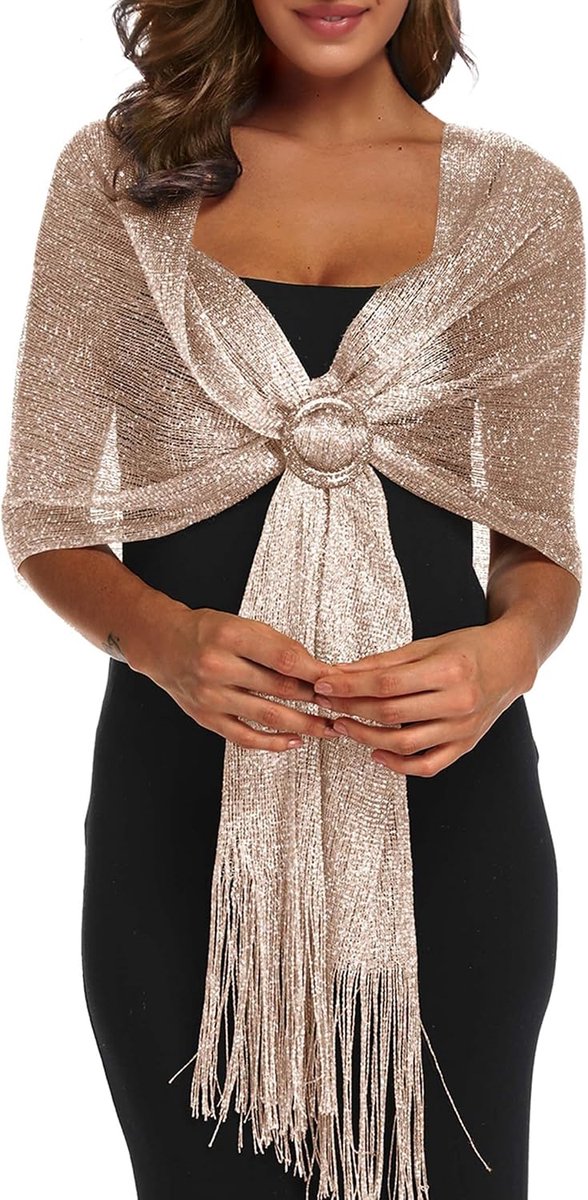 Shawls and Wraps for Evening Dresses Silver Shawl Shall for Women Dress Cover Up Formal Evening Wraps and Shawls Formal Sheer Dressy Scarf (Warm Taupe)