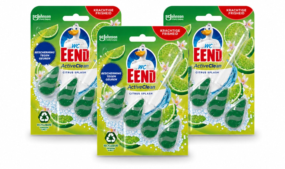 3 x WC Eend – Toiletblok – Active Clean – Citrus – 38 g - Voordeelverpakking - 3 stuks