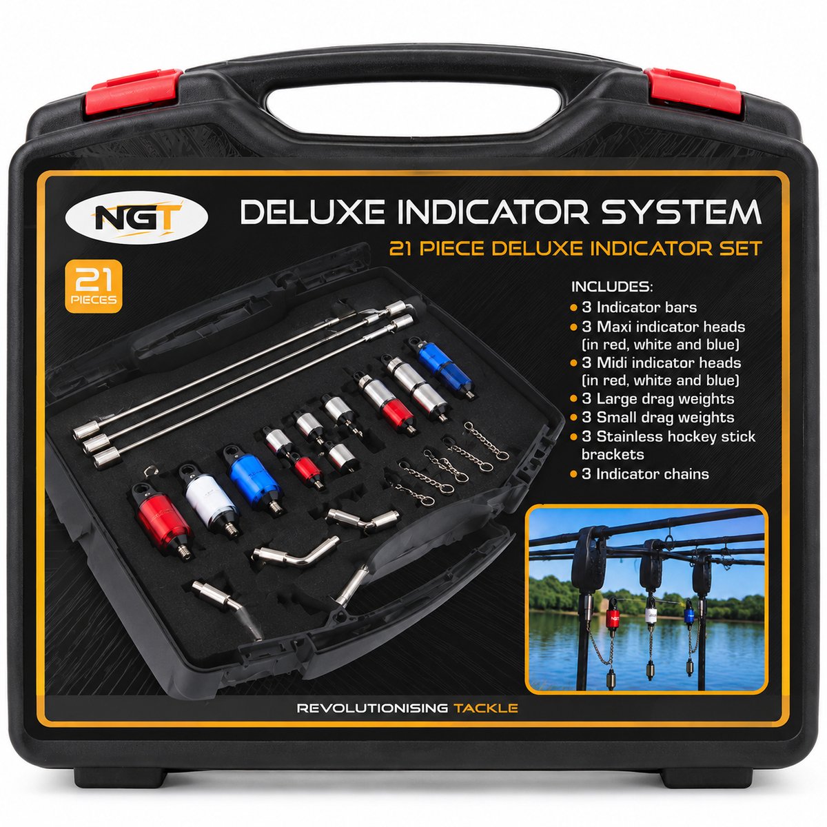NGT Deluxe Indicator System Hangerset - Beetindicators - 3+3 set - Inclusief opbergcase - 16 x 24,5 x 3,5cm