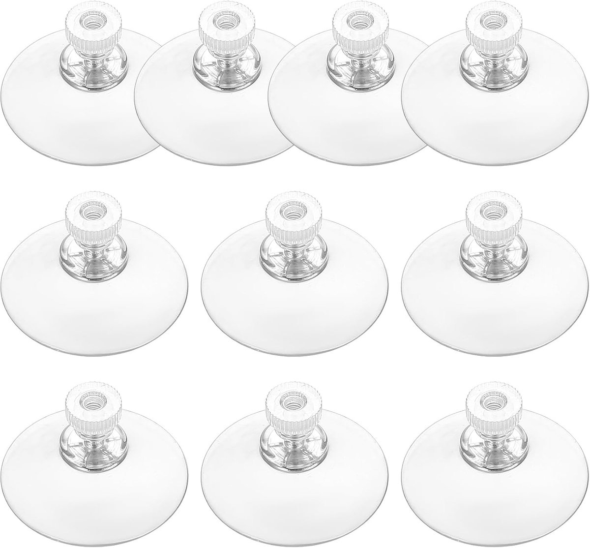 Zuignappen met schroefdraad, Ø 41 mm zuignappen met schroefdraad M4, sterke zuignappen pvc, transparante zuignap, haak zonder boren, met 10 kartelmoeren voor ramen, auto, glas