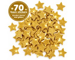 3D Stickers Gouden Sterren met Glitters - 70 Foam Stickers - Knutselen Kerst