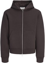 Jack & Jones Heren Hoodie Met Rits JCOLEGACY Effen Donkerbruin Scuba - XXL