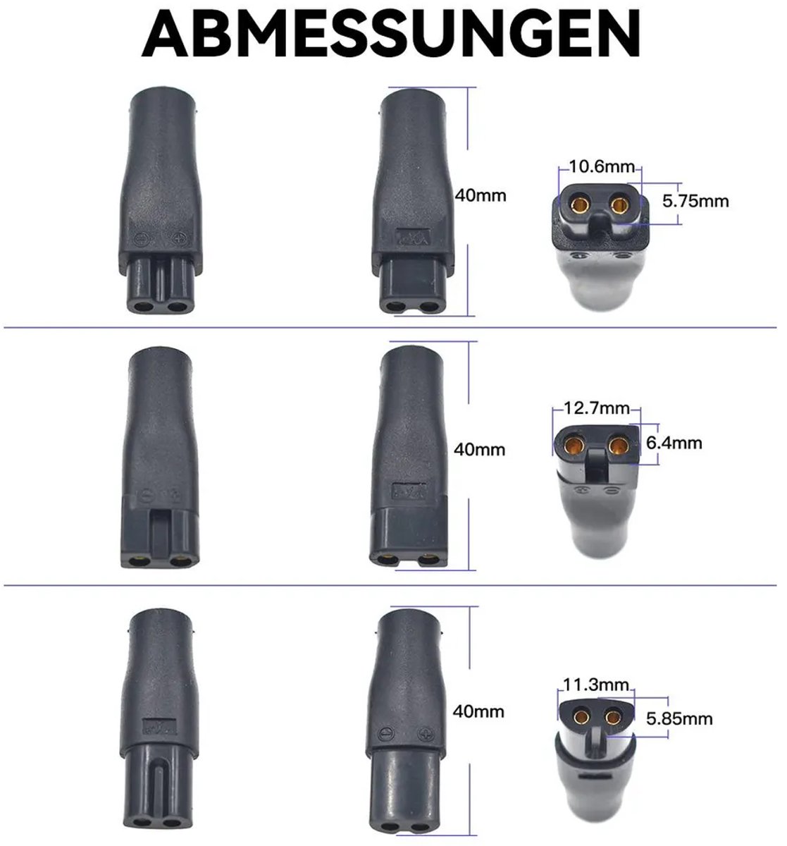 Set oplaadkabels Geschikt voor scheerapparaten, inclusief 6 adapters + USB-kabel, compatibel Geschikt voor 5V-apparaten zoals Philips Norelco.