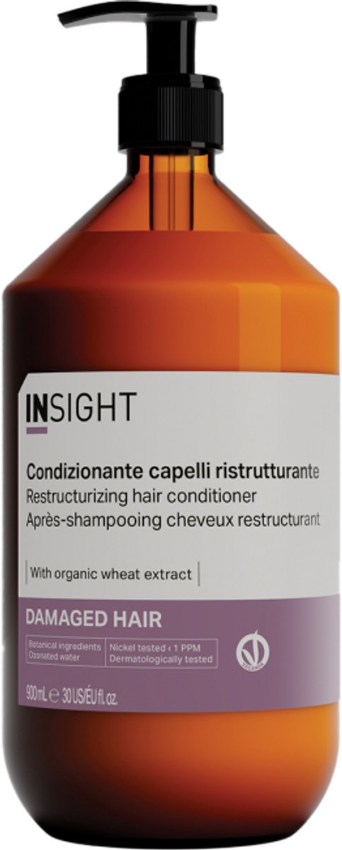 Insight Crèmespoeling Voor Beschadigd Haar - Herstructurerende Conditioner - 900 ml - Met Arganolie En Olijfolie - Voor Droog En Gespleten Haar