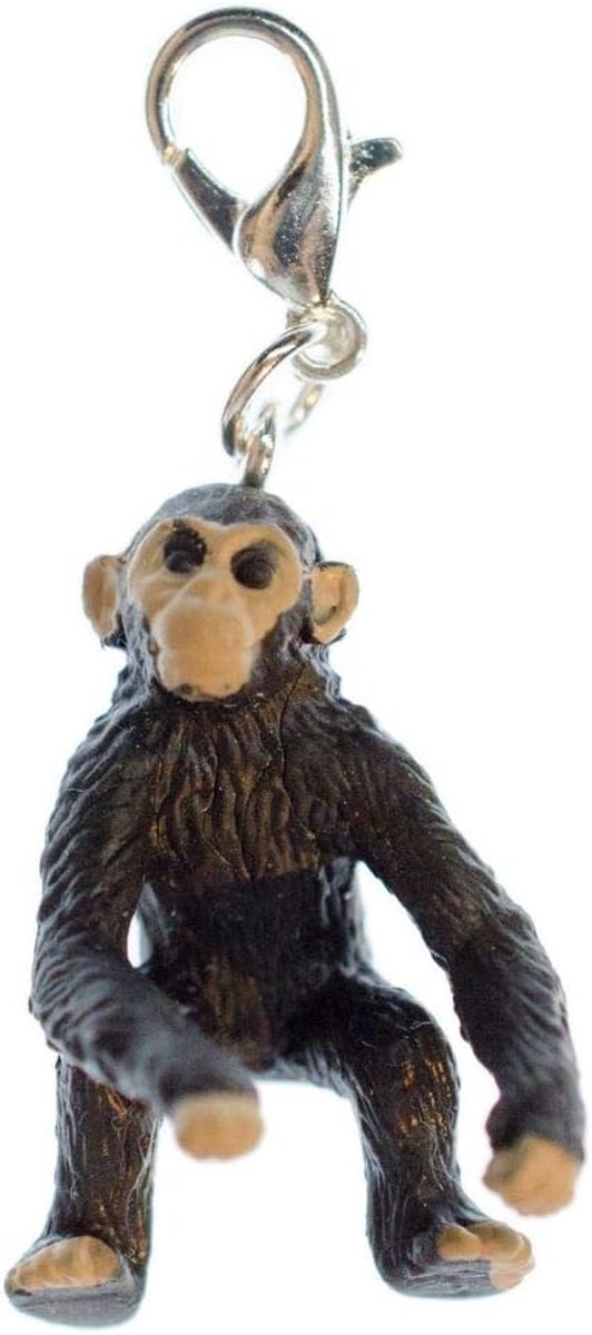 Chimpanese charm rits pull aap aap baby dier rubber klein - handgemaakte modesieraden I kettinghanger verzilverd - bedelhanger bedelarmband - hanger voor armband, 25 mm, Rubber Metaal