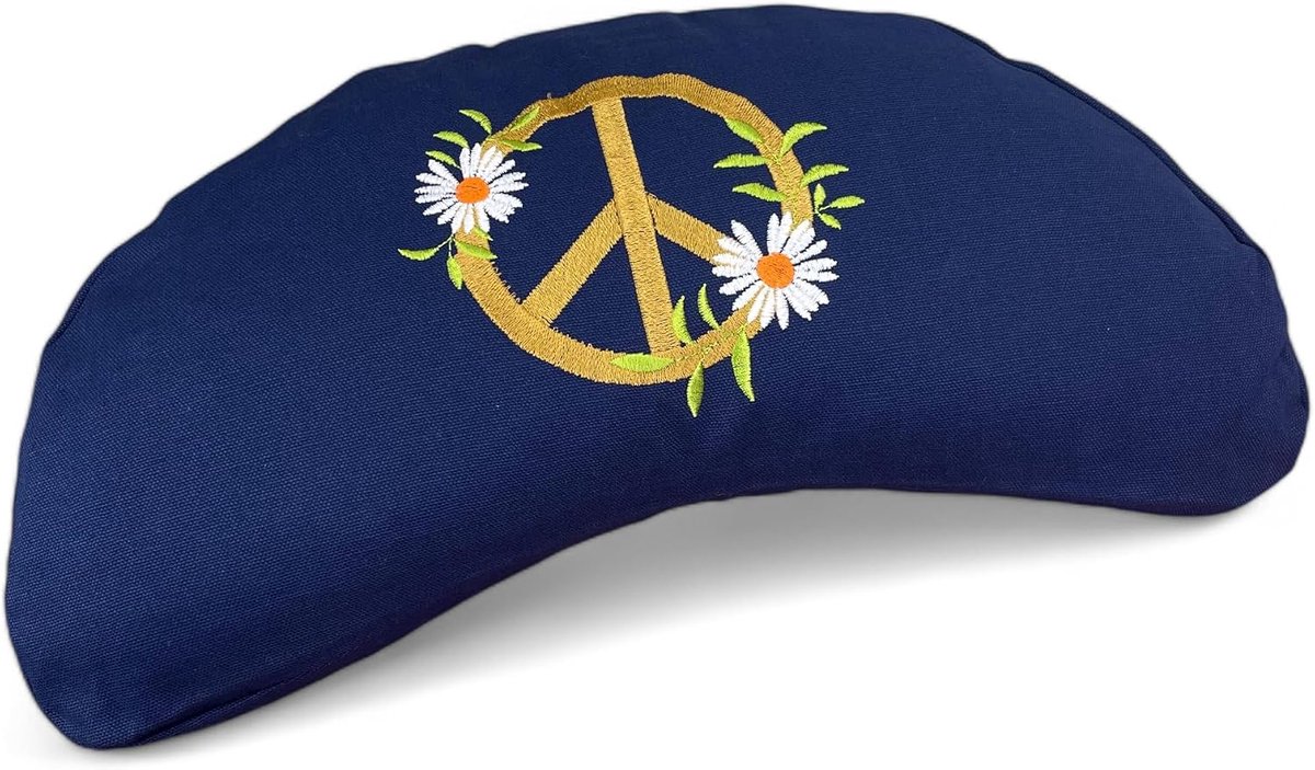 Yogakussen "Shivaya " halve maan overtrek wasbaar binnenkussen gevuld met biologische spelt (grijs)