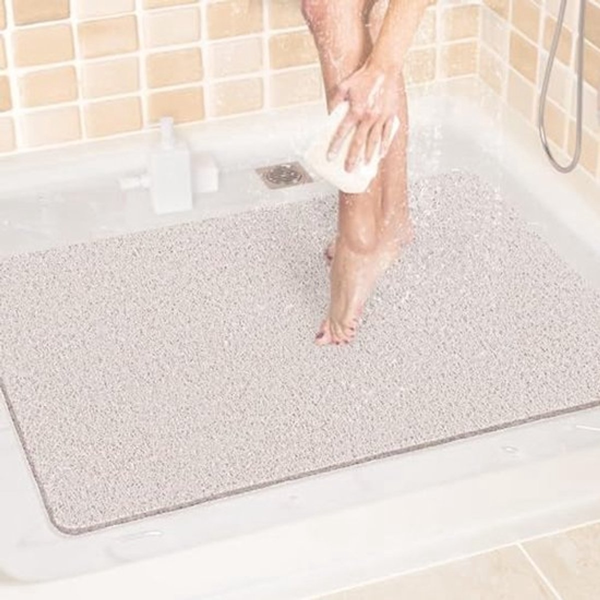 Antislip Douchemat 61 x 81 cm - Sneldrogende PVC Loofah Badmat voor Badkamer