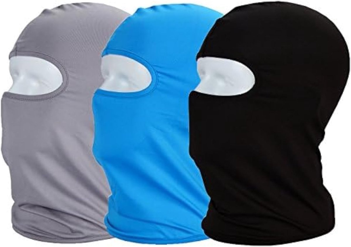 Bivakmuts MAYOUTH met uv-bescherming, gezichtsmaskers voor wielrennen, buitensporten, ademend, 3-pak (zwart, blauw en grijs)