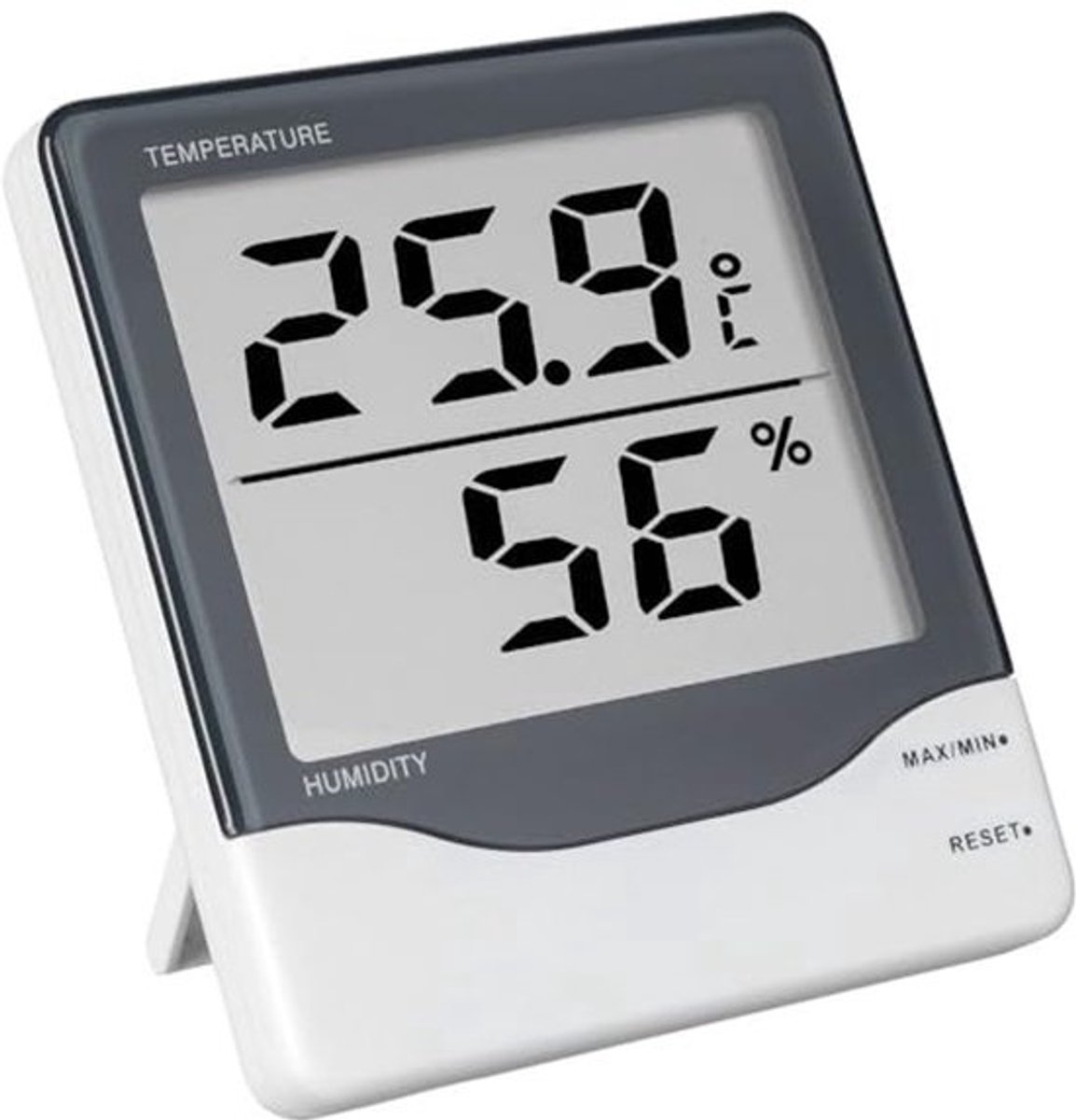 Digitale thermometer met groot display voor binnen, meet temperatuur en luchtvochtigheid, bevorder een gezond binnenklimaat
