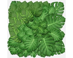 ‌Bohoray 80 Stuks 6 Maten Kunstmatige Palmbladeren Hawaii Decoratie, Tropische Palmbladeren Kunstmatige Monstera Voor Verjaardagsdecoratie, Hawaii Feest Bruiloften, Jungle (10/14.5/18/20/21/24.5cm)‌