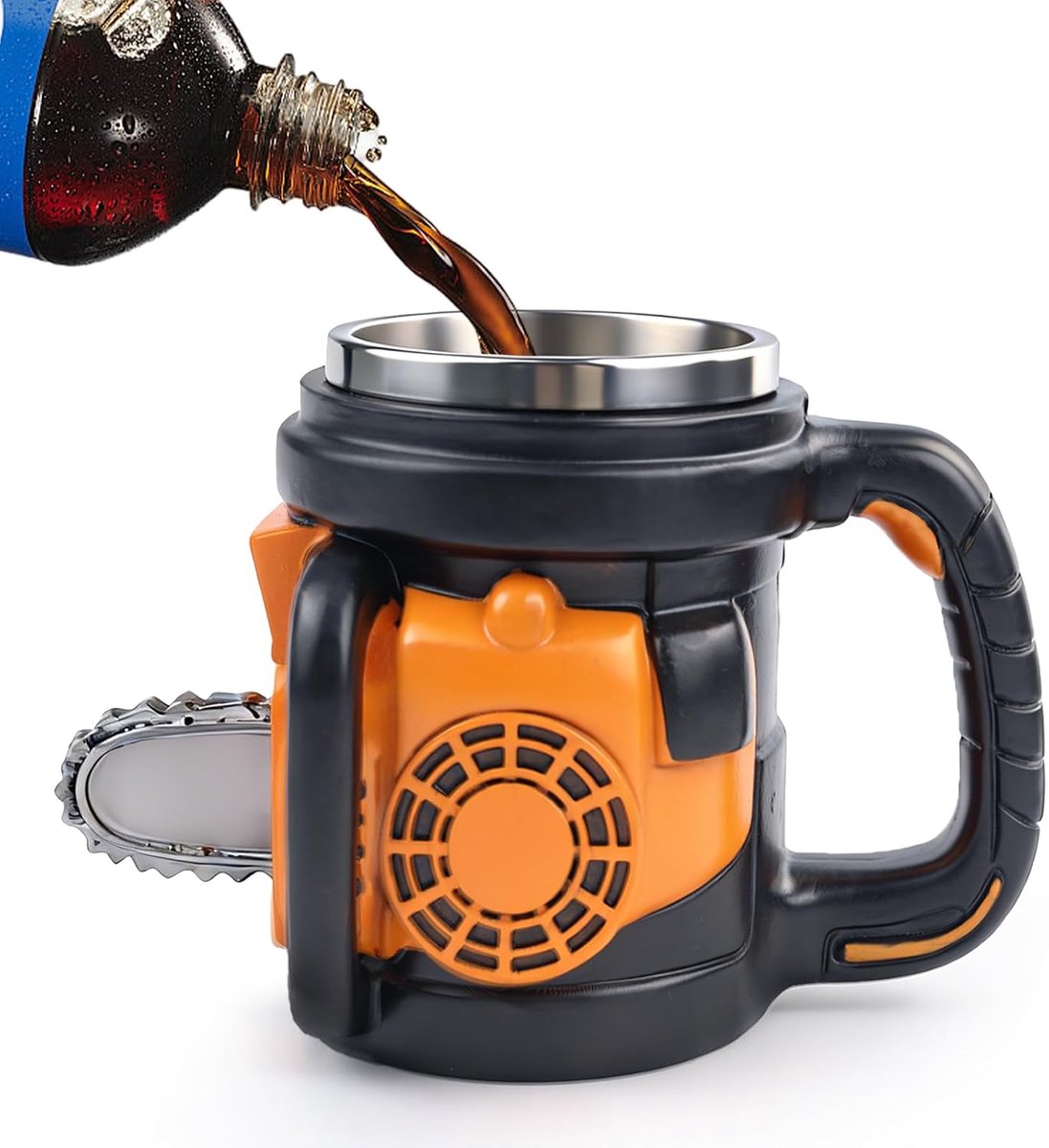 3D-mok, kettingzaag grappige mok, 300 ml roestvrij staal creatieve ambachtslieden mok, voor mannen, vaders, vrienden, mannen verjaardag, Valentijnsdag geschenken