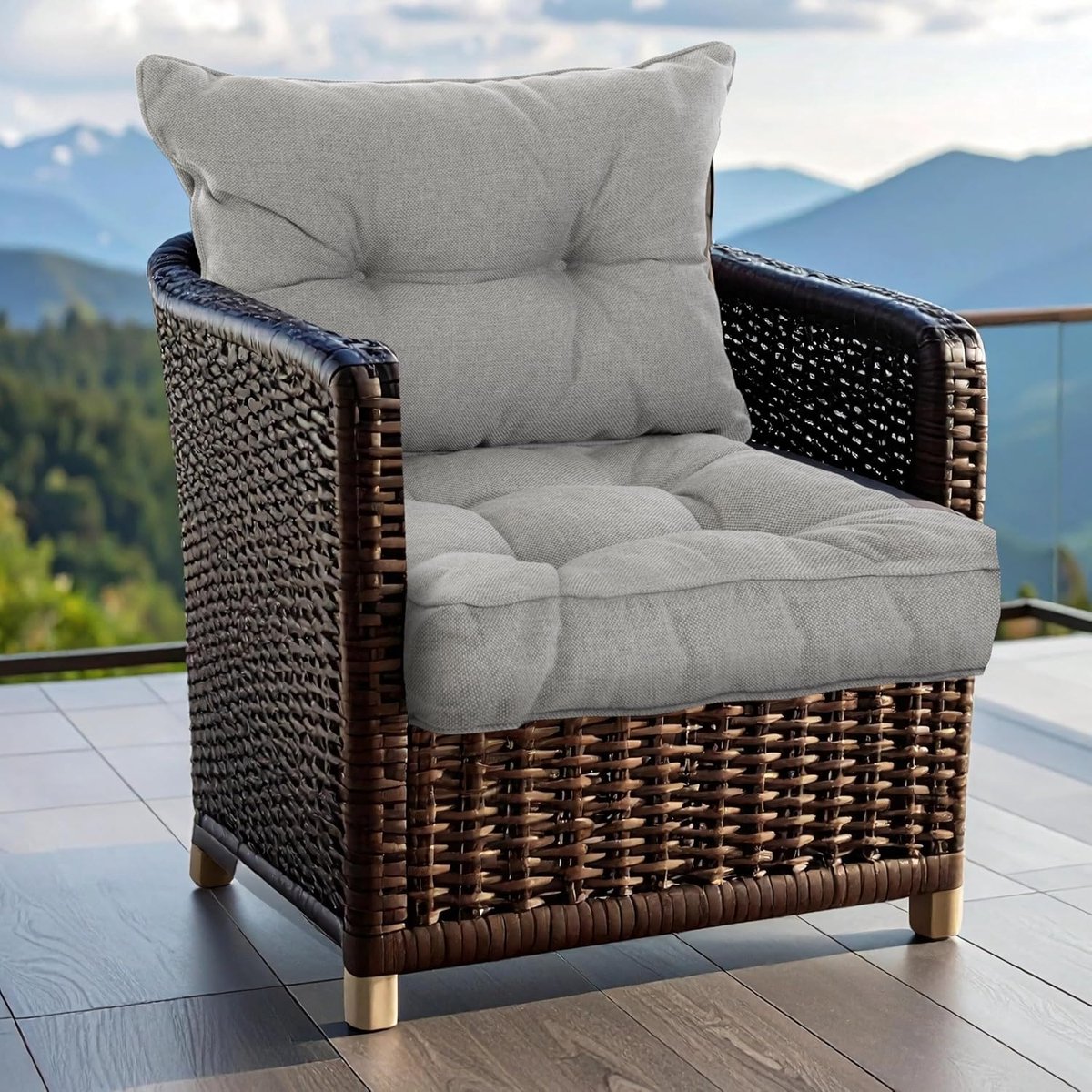 Tuinkussen voor tuinmeubelen, waterdicht, 60 x 60 cm en rugkussens 60 x 40 cm, voor tuinstoelen, hoge bekleding, Pro+ kussens, woonkamerkussens
