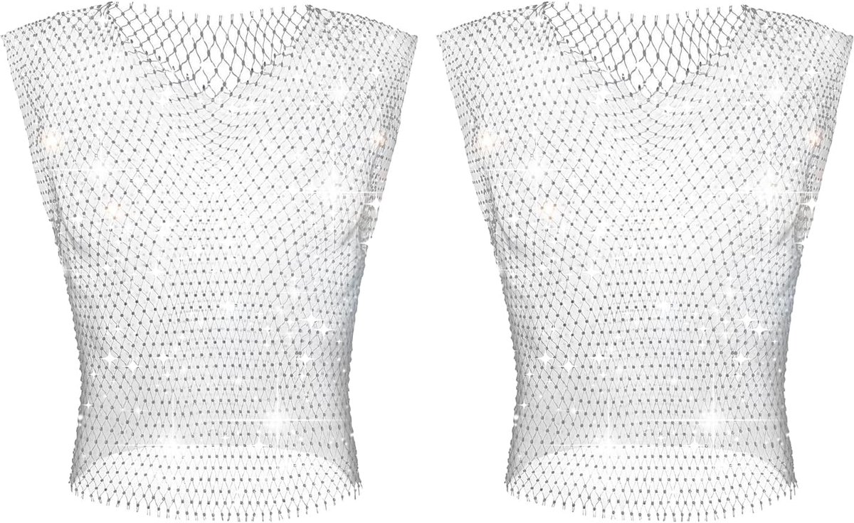 Strass Tops Fishnet Tanktop Sheer Shirt