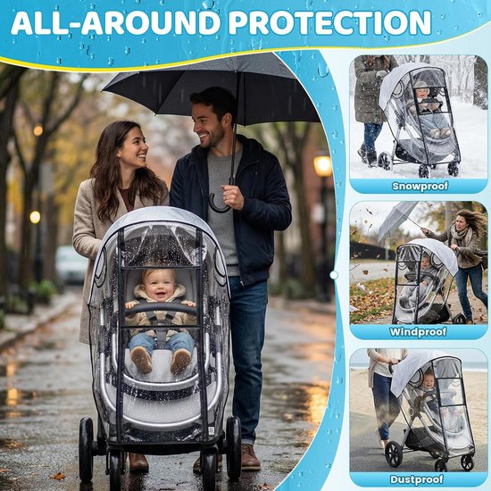 Regenhoes kinderwagen – Universele regenhoes – Regenhoes Buggy Universeel - Wandelwagen regen hoes - transparent — afbeelding 2