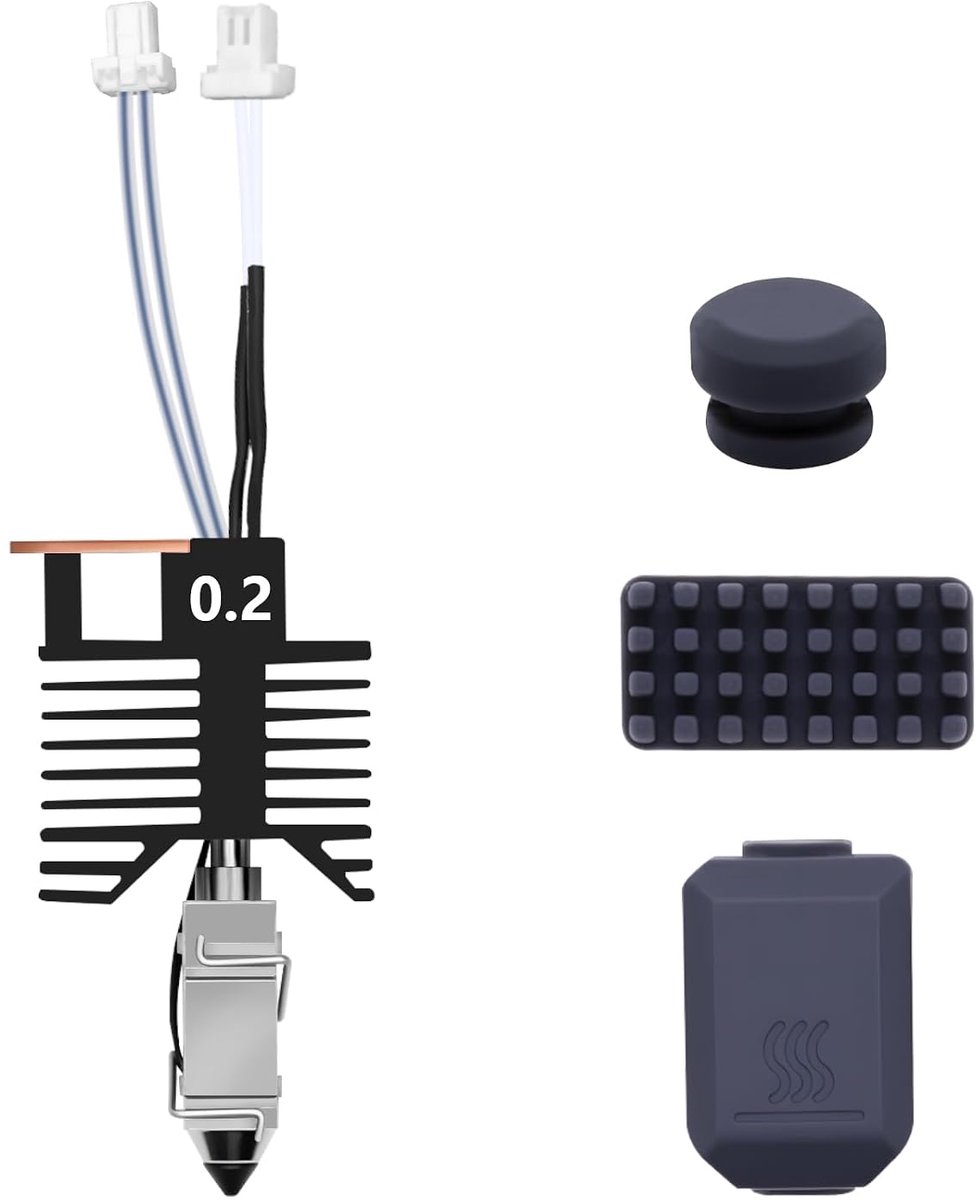 0,2 mm gehard stalen Hotend-kit voor U1, 3D-printer snelwissel printkop Hot End-kit met keramische verwarming, siliconen sok, mondstukveger en lekvrije pad voor Snapmaker U1