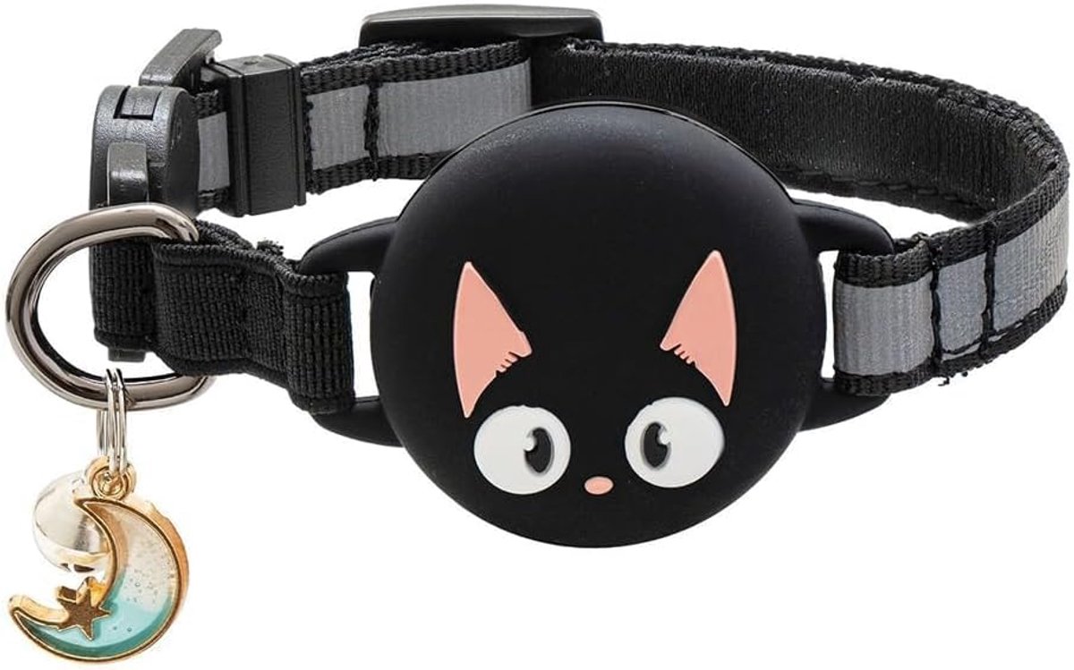 Halsband voor katten, nachtlichtgevend, met figuur en belletje, maan, GPS-halsband voor katten, maat S