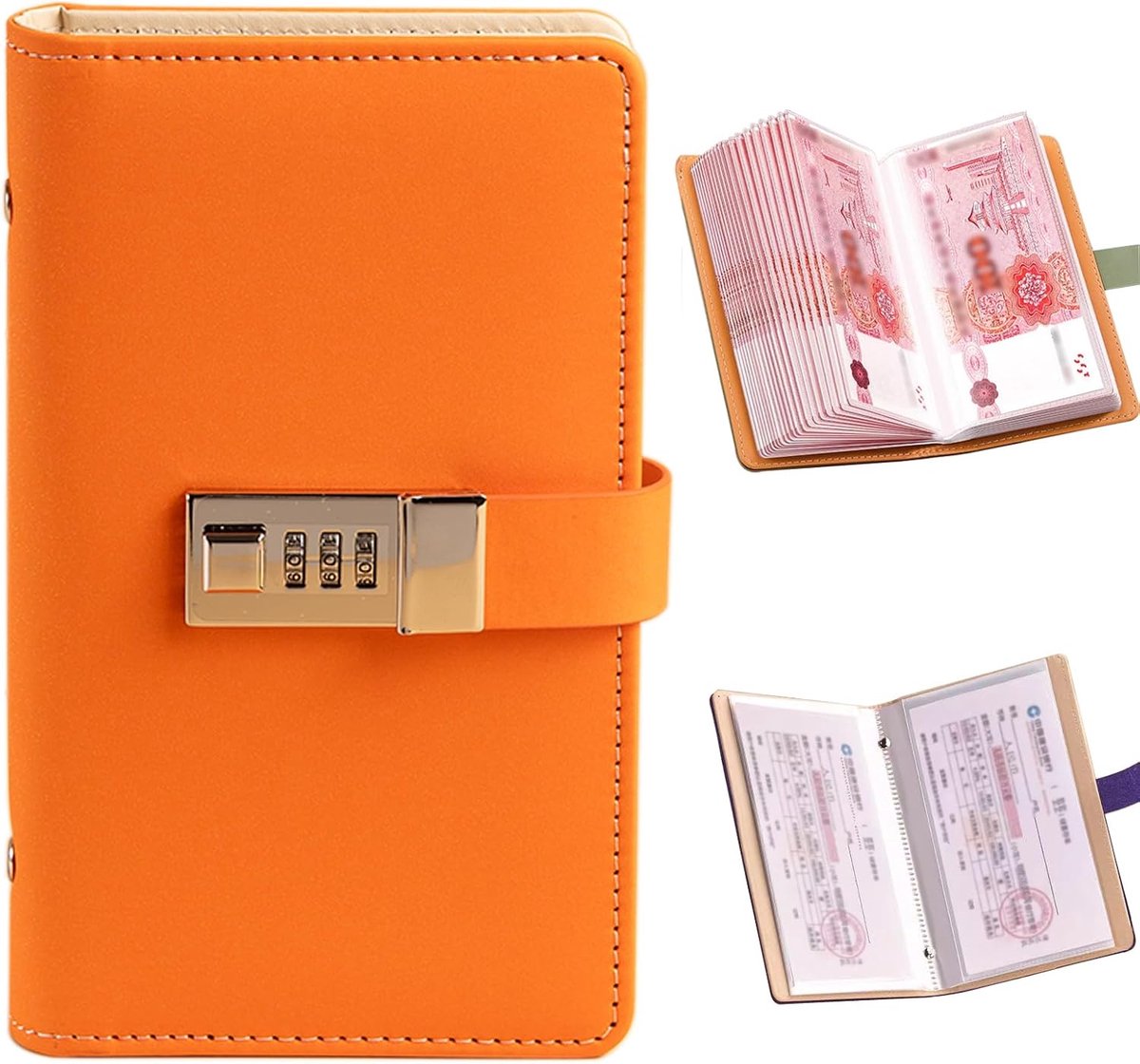 Duits, spaarboek voor geld met slot, A6 budgetplanner, wachtwoord, geldbesparende map, geld besparen, map, oranje