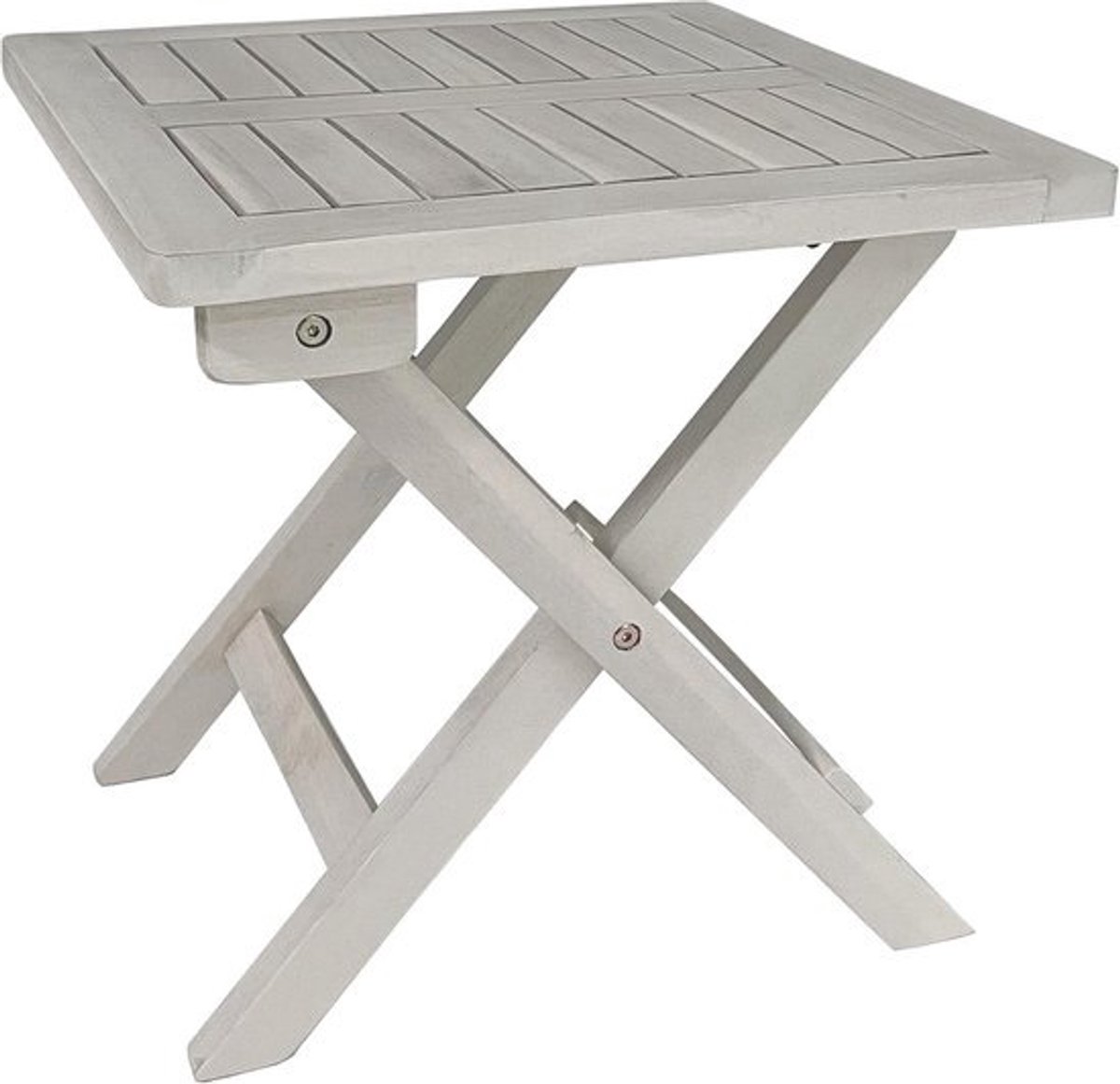 Houten Bijzettafel Inklapbaar - Wit Gelakt - Ideaal Voor Binnen En Buiten