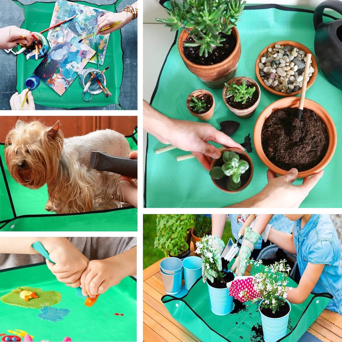 1 stuk - Tuinmat - Grondvervangingsmat - Multi-functionele plantverzorgingsmat - Voor potvervanging en plantverwerking - Tuinbenodigdheden - Groen (100 × 150 cm)
