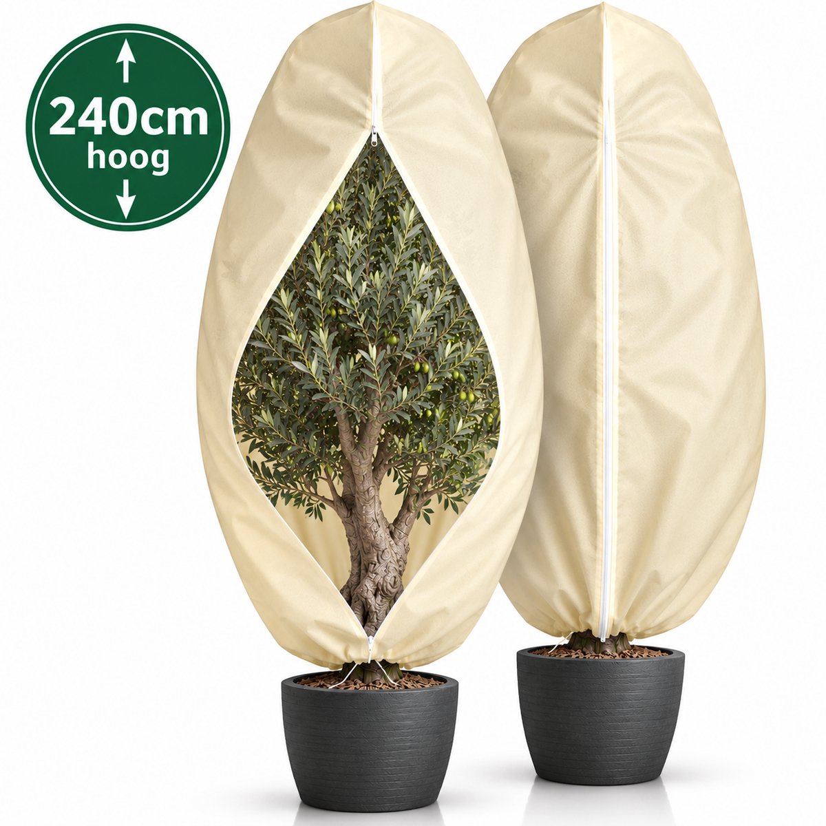 Reqz® Plantenhoes 200x240 cm – Vorstbescherming voor Planten, Bomen & Struiken – Winterhoes – UV-bestendig, Winddicht & Ademend – Met Ritssluiting & Trekkoord
