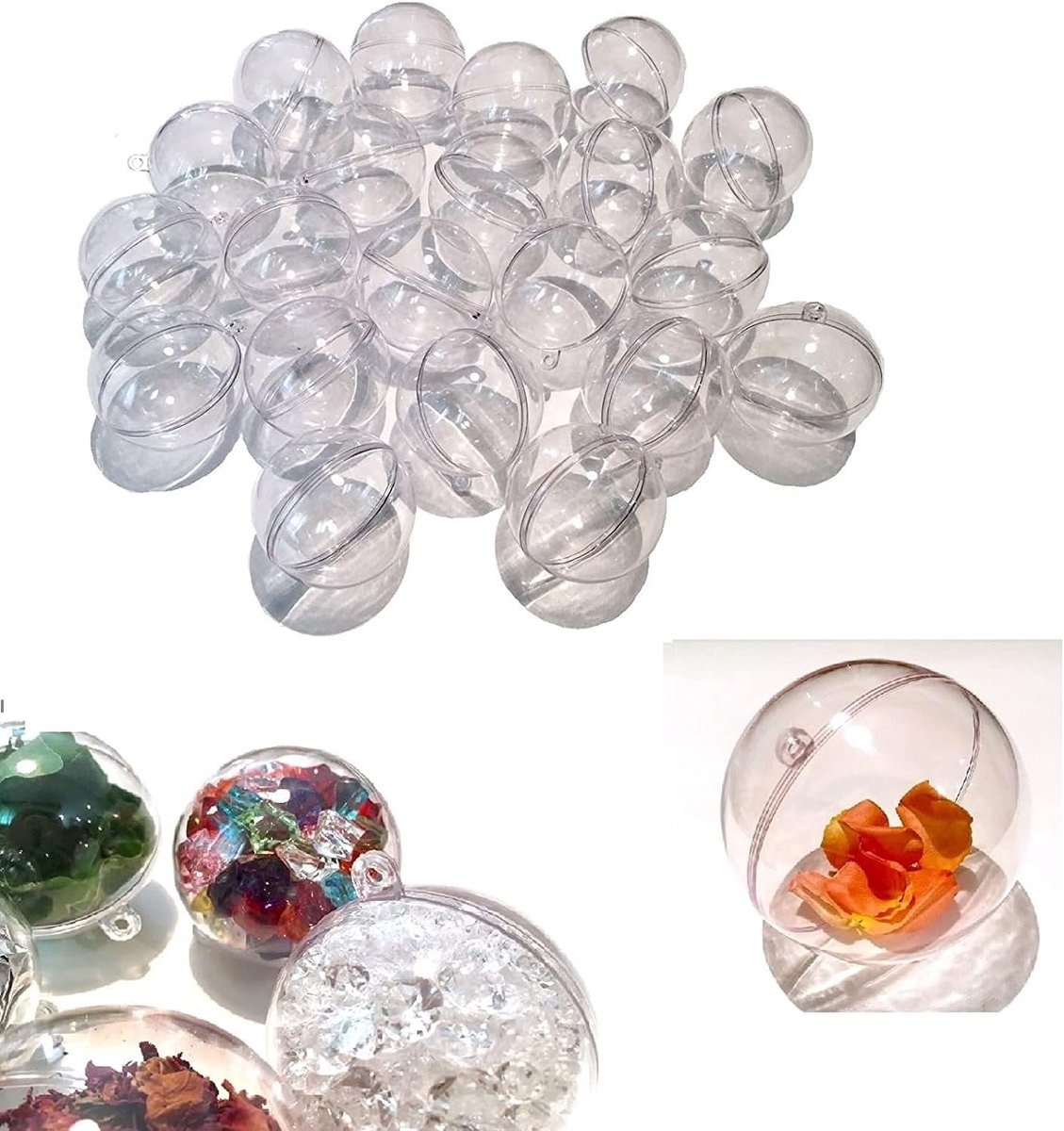 Set van 24 Transparante Kerstballen van Acryl, Decoratieve Ballen voor Versiering, 6 cm Diameter, Perfect voor Kerstdecoratie en Ambachtelijke Projecten