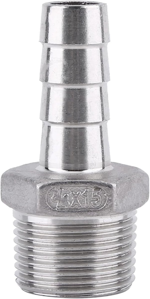 Hoge kwaliteit RVS Slangconnector voor 1/8" tot 3/4" slangen, Mannelijke draad, Barb fitting, Duurzaam en corrosiebestendig