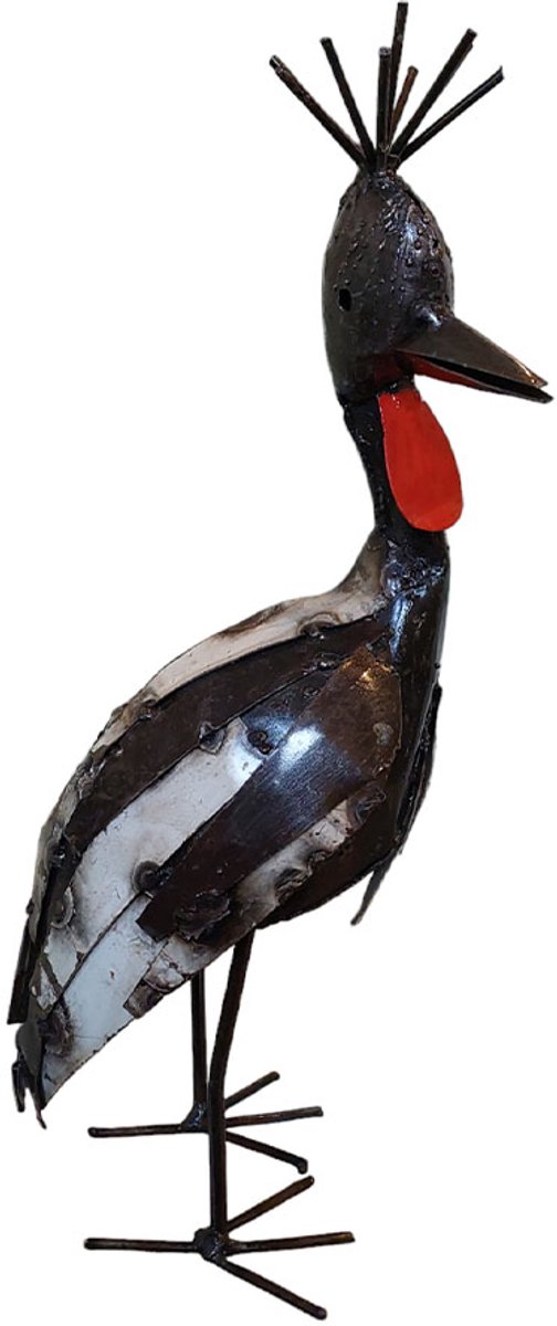 Floz Design metalen vogelbeeld - kraanvogel 40 cm - gerecycled metaal - fairtrade