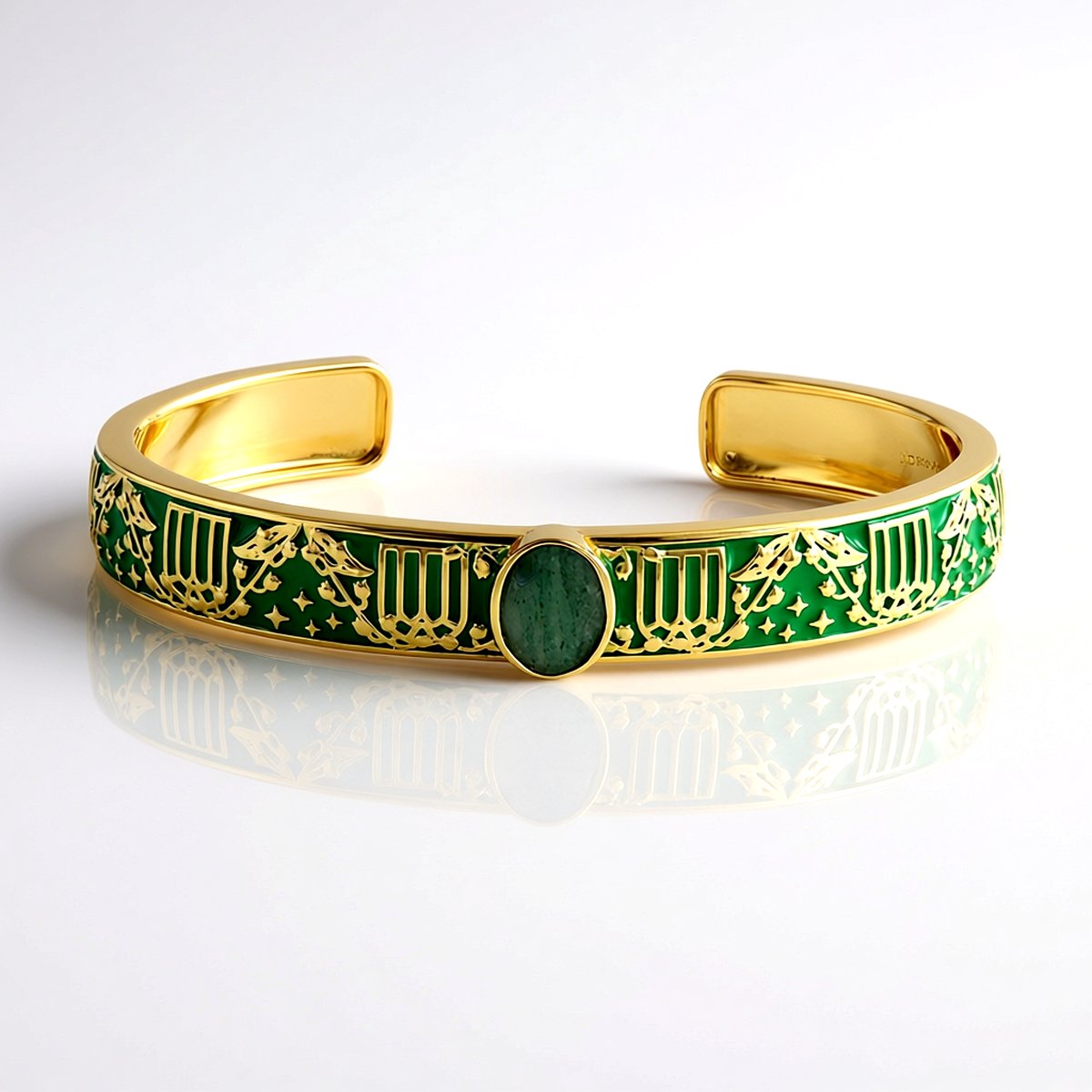 Cavill - Zilveren Armband 925 Sterling Zilver - Groene Aventurijn Ovaal 1,8 ct - Filigraan Bloemmotief - Elegante Unisex Armband
