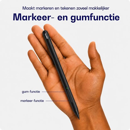 Buddi Aide 2 Stylus Pen voor Kobo met Gum / Markeer Functie - Geschikt voor Kobo Libra Colour, Kobo Sage, Kobo Elipsa en Kobo Elipsa 2E - Oplaadbaar - Met Magneet - USB-C - 2x Extra Tip - Zwart — afbeelding 2