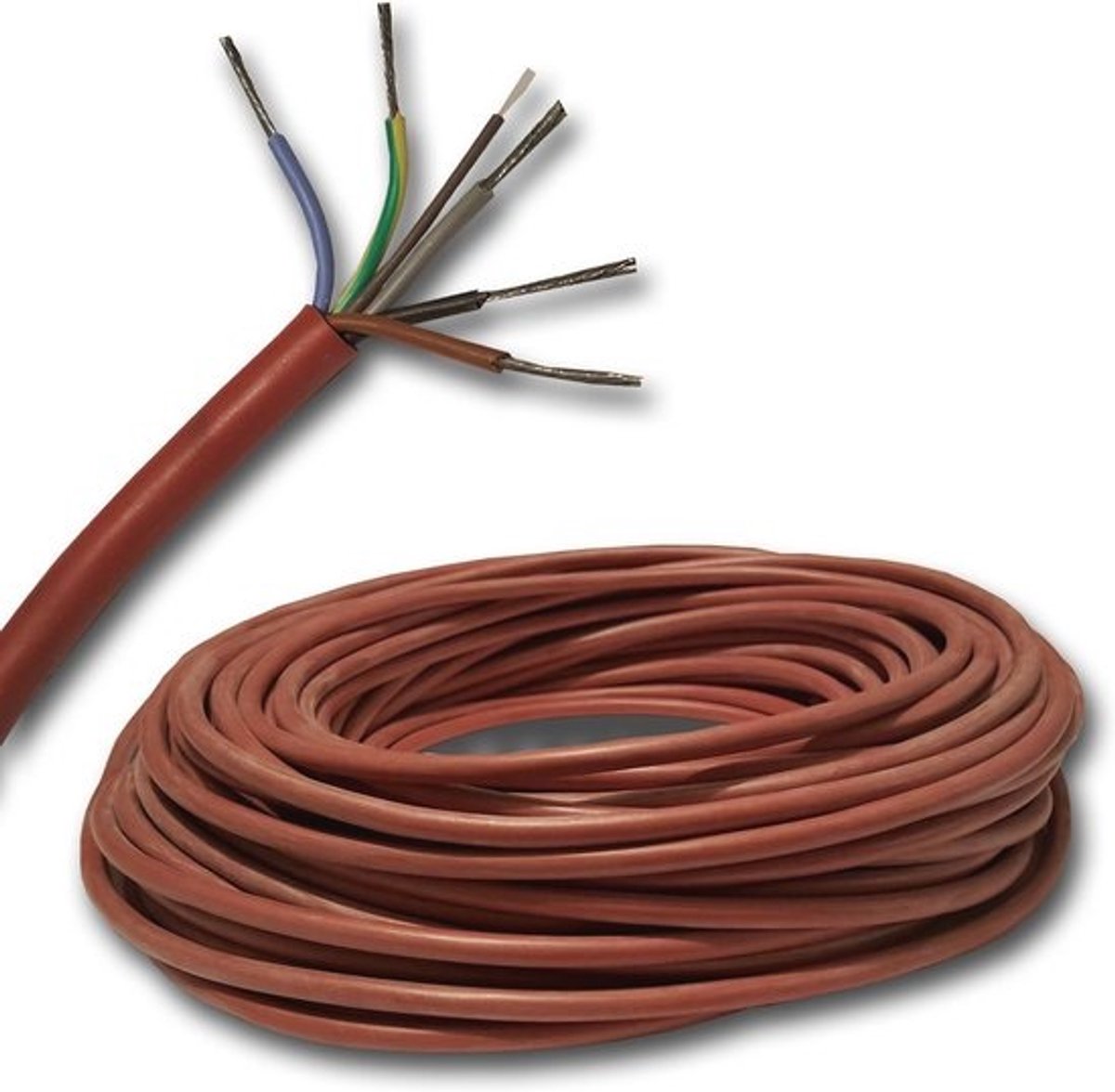 Siliconen kabel 3 meter - 5 x 2,5 mm² voor sauna en hoge temperaturen